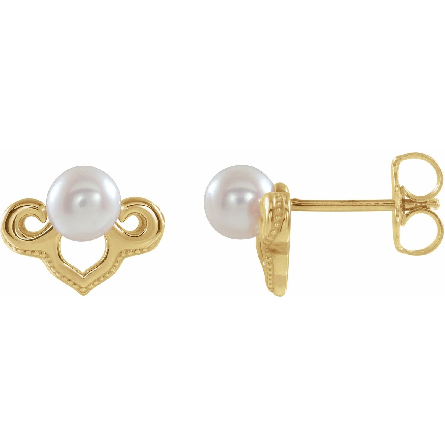 Cultured Freshwater Pearl drop earrings in 14K Yellow Gold