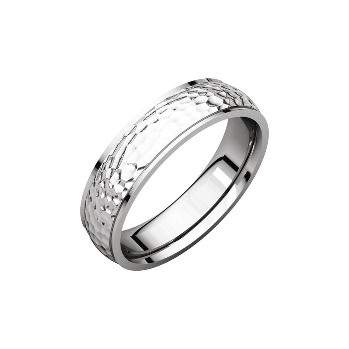 white gold stepped-edge comfort-fit half round women's wedding band