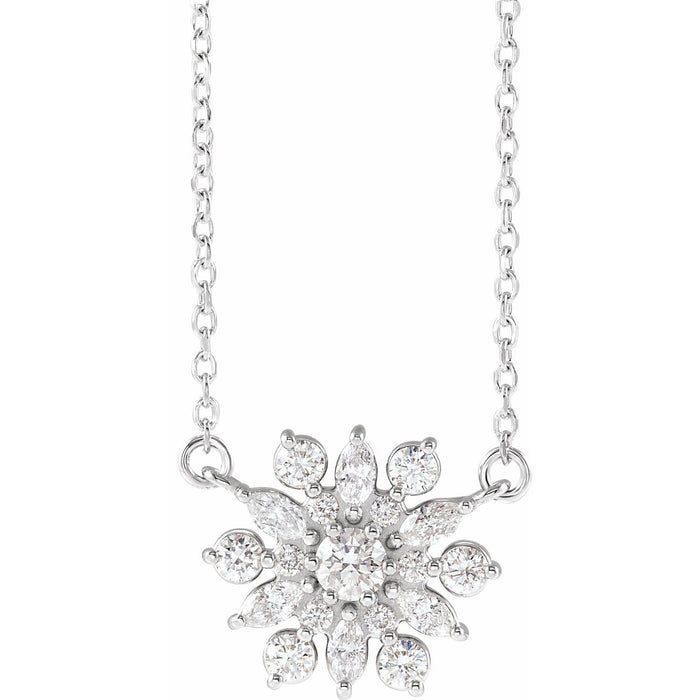 14K White Gold 1/2 ct natural diamond vintage-inspired pendant necklace