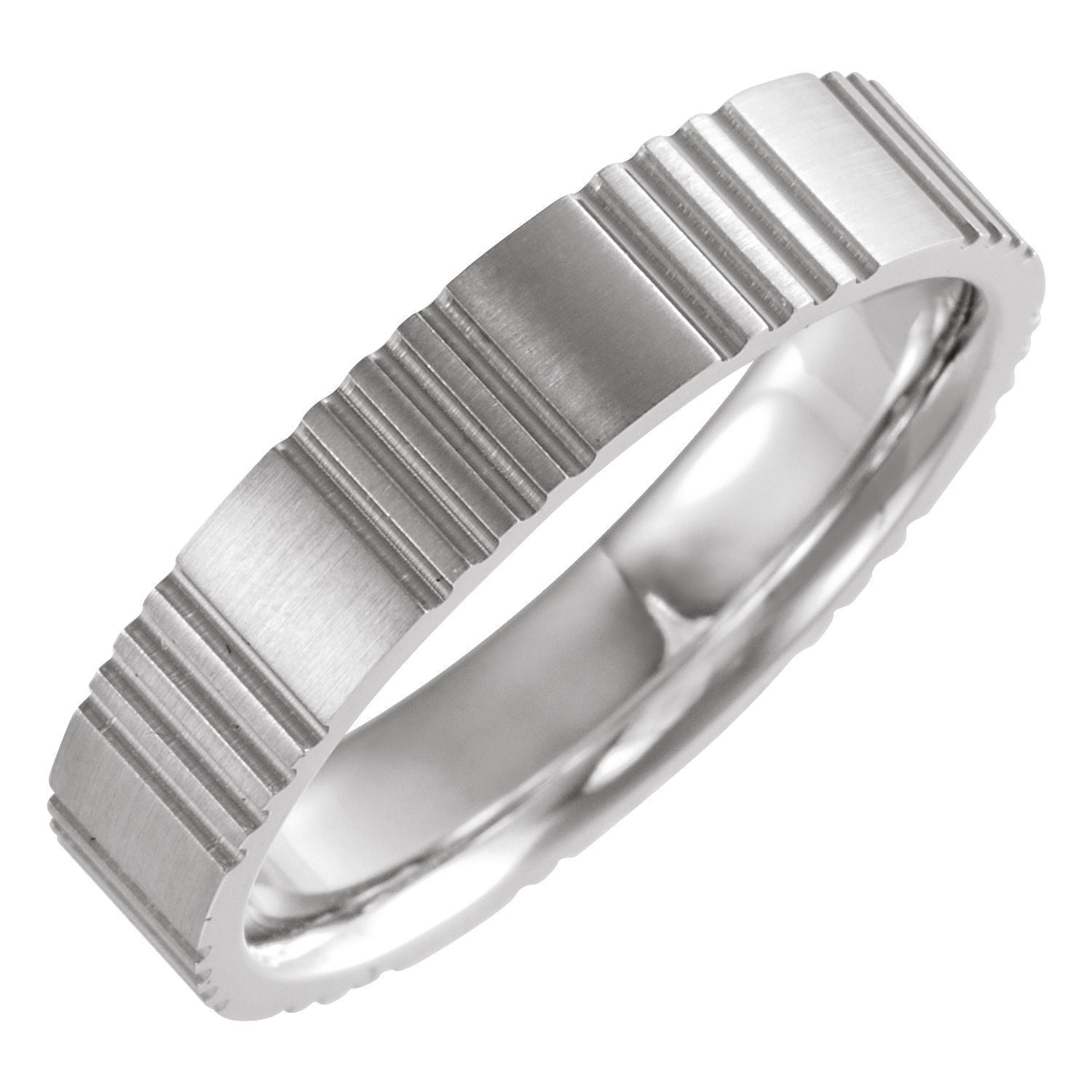 white gold grooved comfort-fit flat women's wedding band