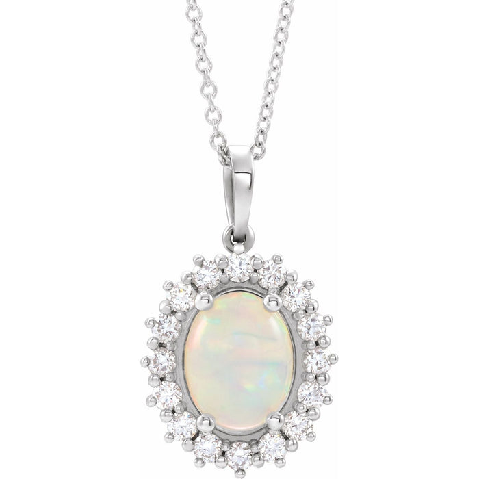 Opal & Diamond Halo Pendant
