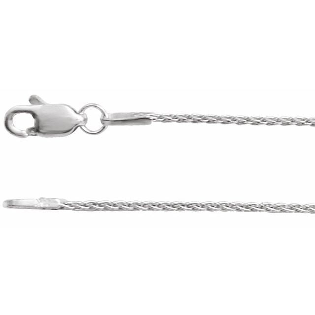 1mm wheat gold chain necklace in 14k white gold, 16 inch