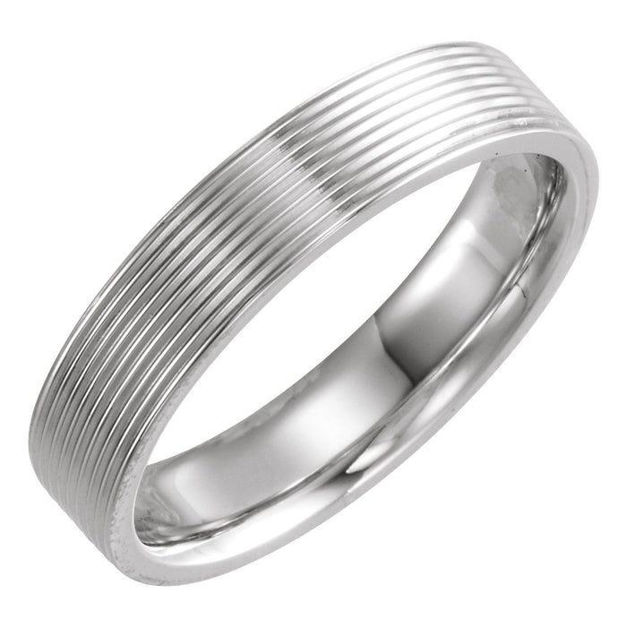 white gold ridged comfort-fit flat women's wedding band