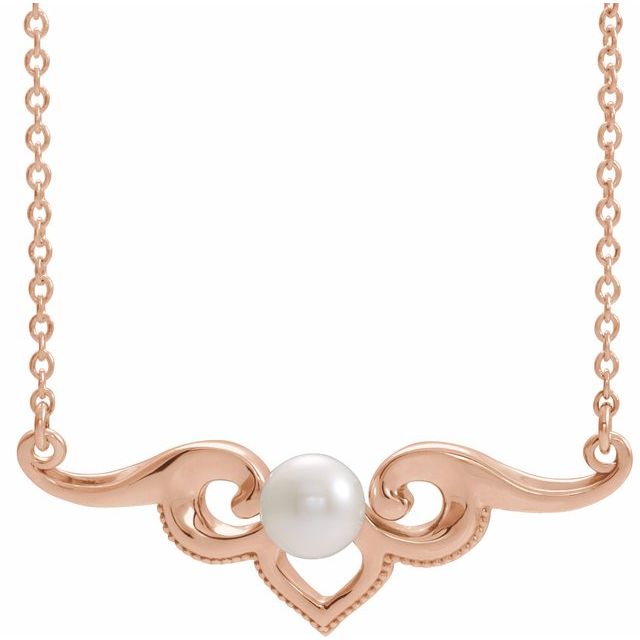 freshwater pearl bar necklace in 14k rose gold, 16"