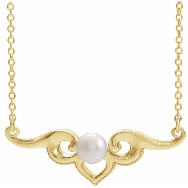 freshwater pearl bar necklace in 14k yellow gold, 16"