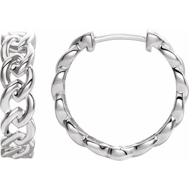 chain-link gold hoop earrings in 14k white gold