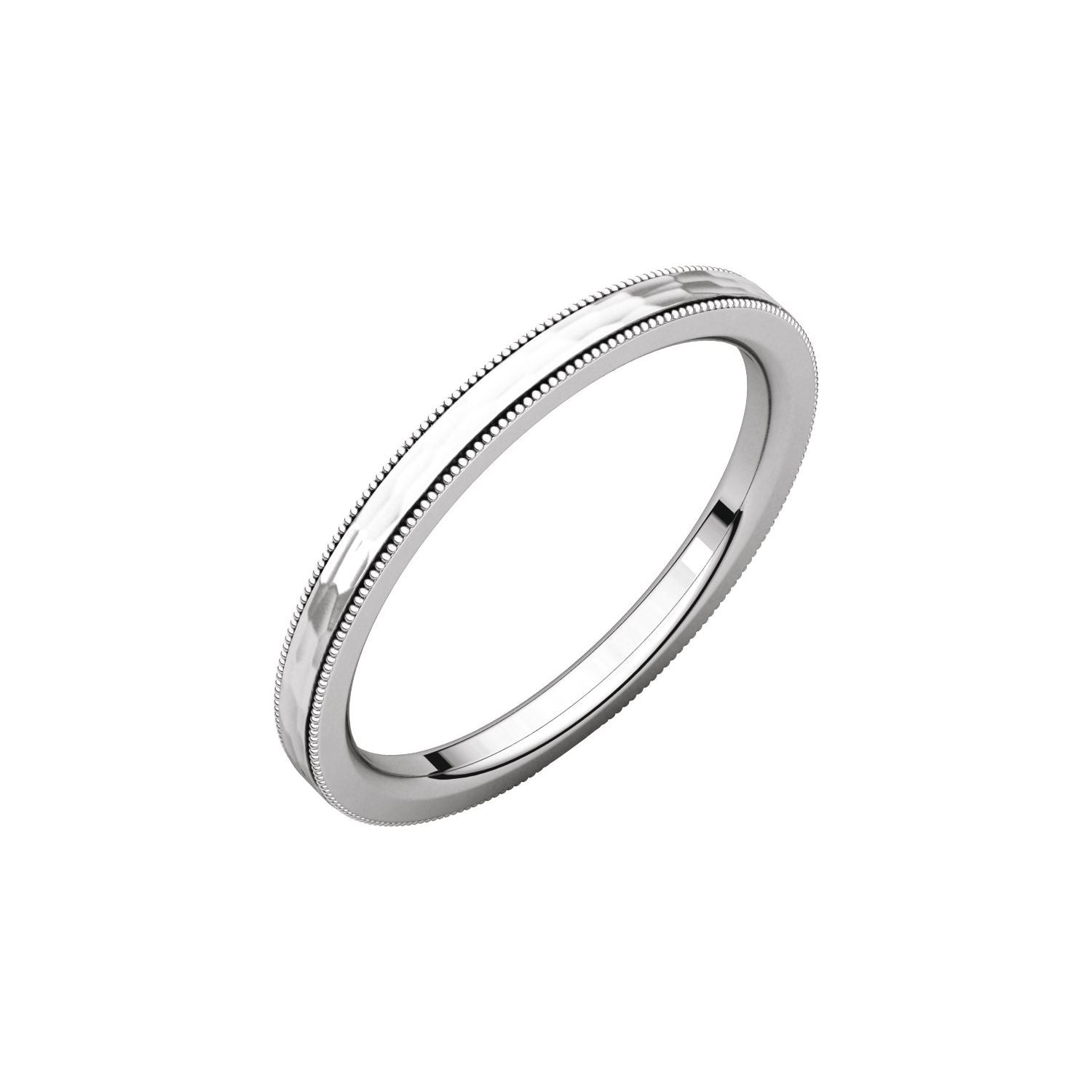 white gold milgrain edge comfort-fit flat women's wedding band