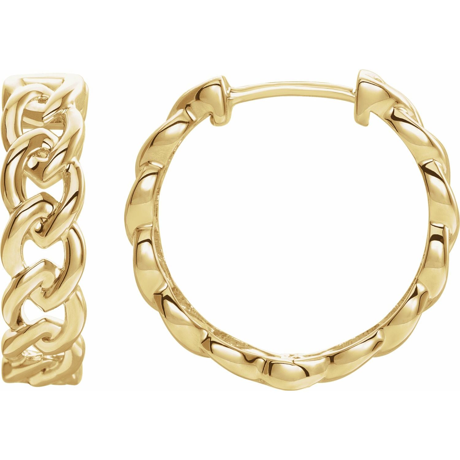 Chain-Link Gold Hoop Earrings in 14K Yellow Gold