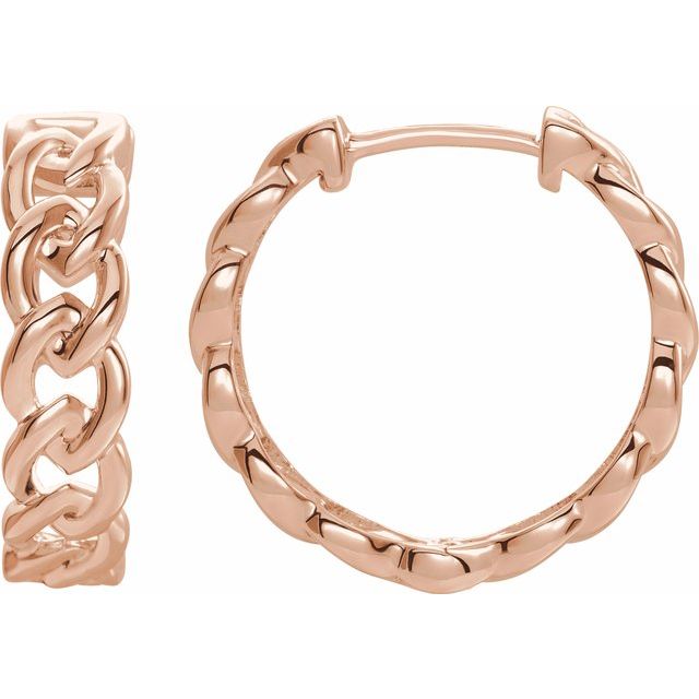 chain-link gold hoop earrings in 14k rose gold
