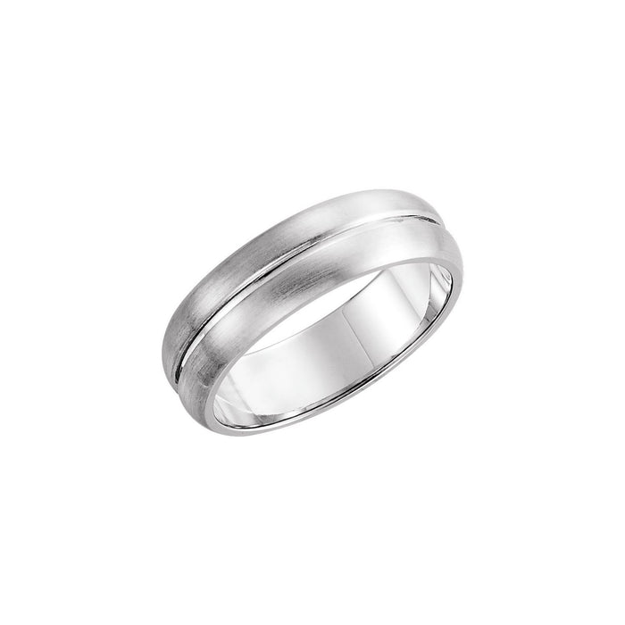 5mm Grooved Wedding Band in White Gold
