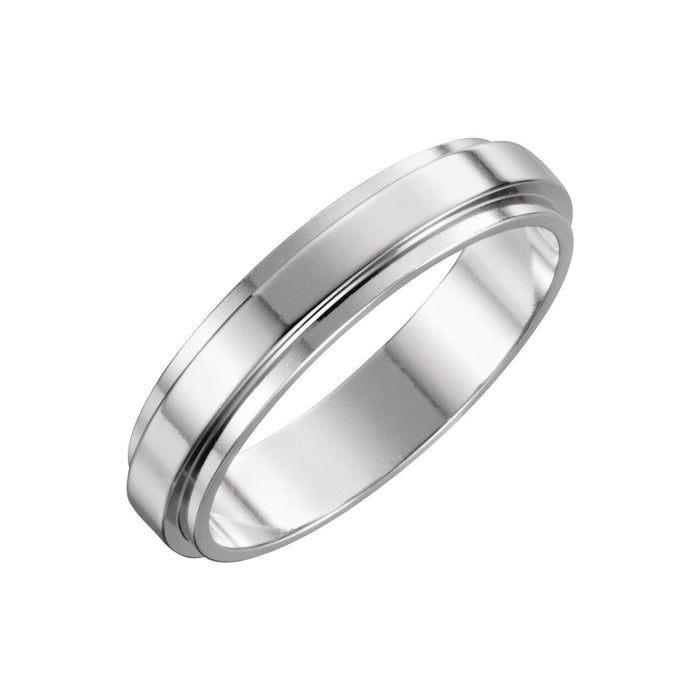 5mm Stepped-Edge Half Round Wedding Band in White Gold