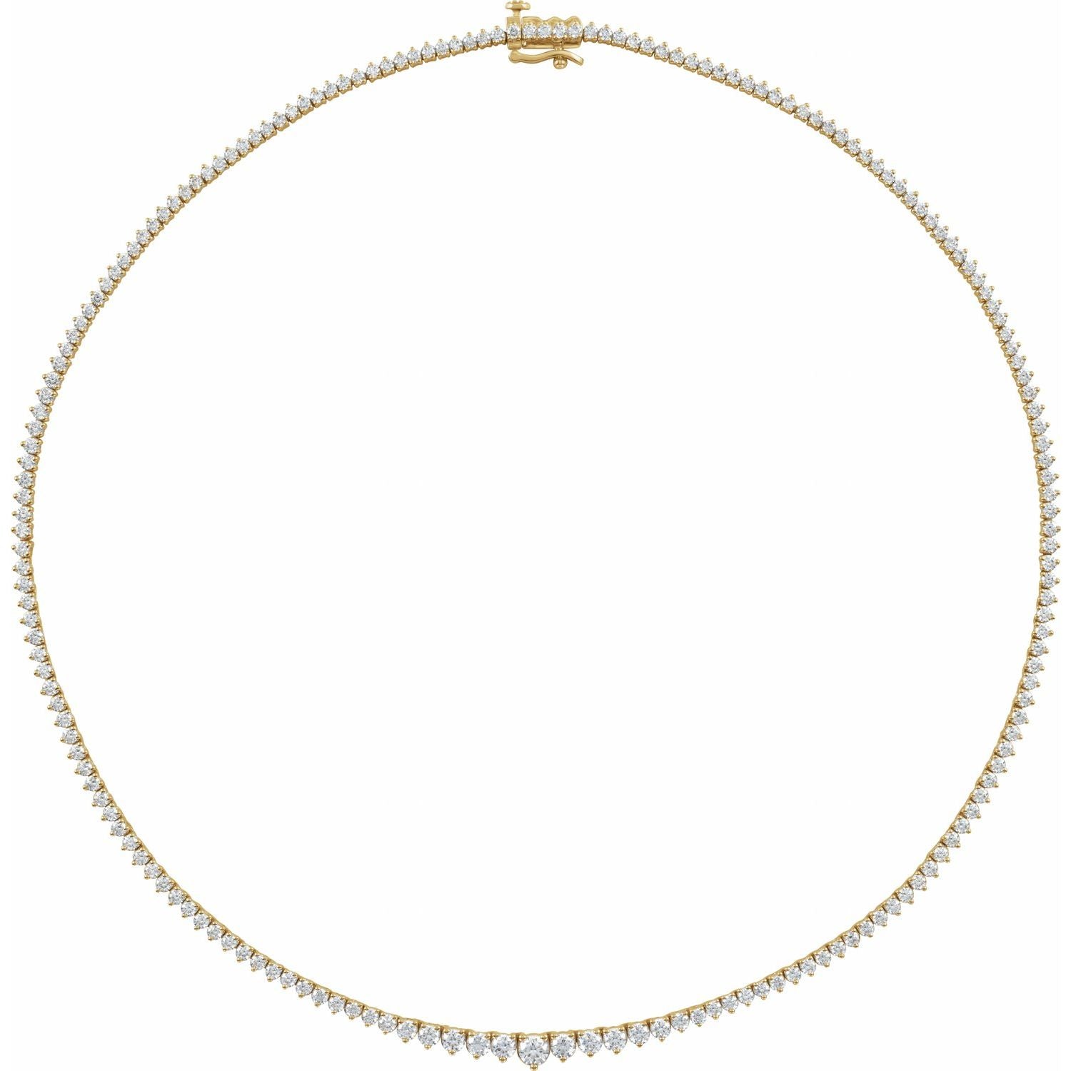 6 5/8 ct Natural Diamond Tennis Necklace in Yellow Gold