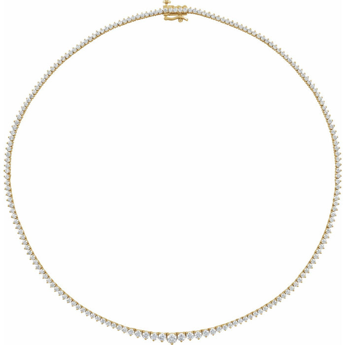 6 5/8 ct Natural Diamond Tennis Necklace in Yellow Gold