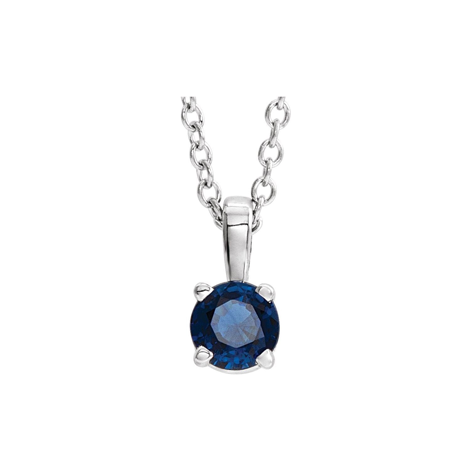 14K White Gold natural blue sapphire blue sapphire pendant