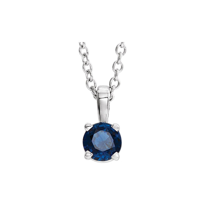 14K White Gold natural blue sapphire blue sapphire pendant