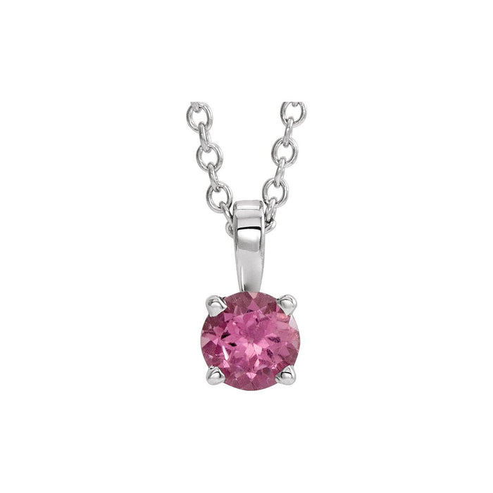 petite pink tourmaline solitaire pendant, 14K White Gold