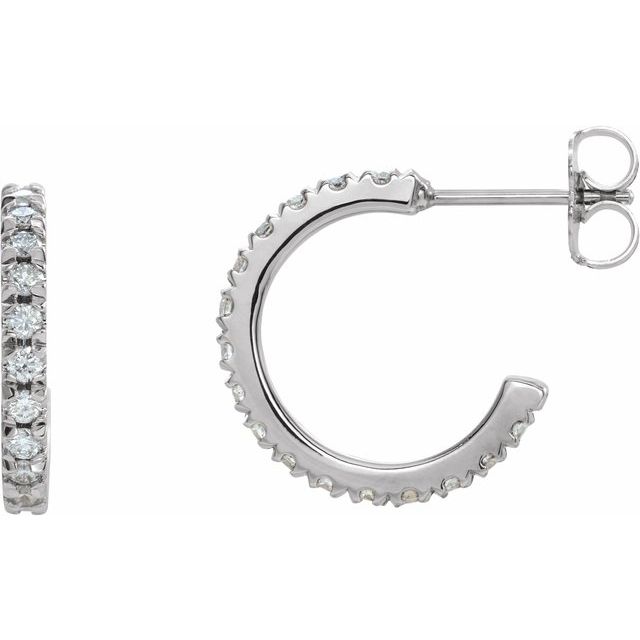 french-set lab-grown diamond hoop earrings in 14k yellow gold