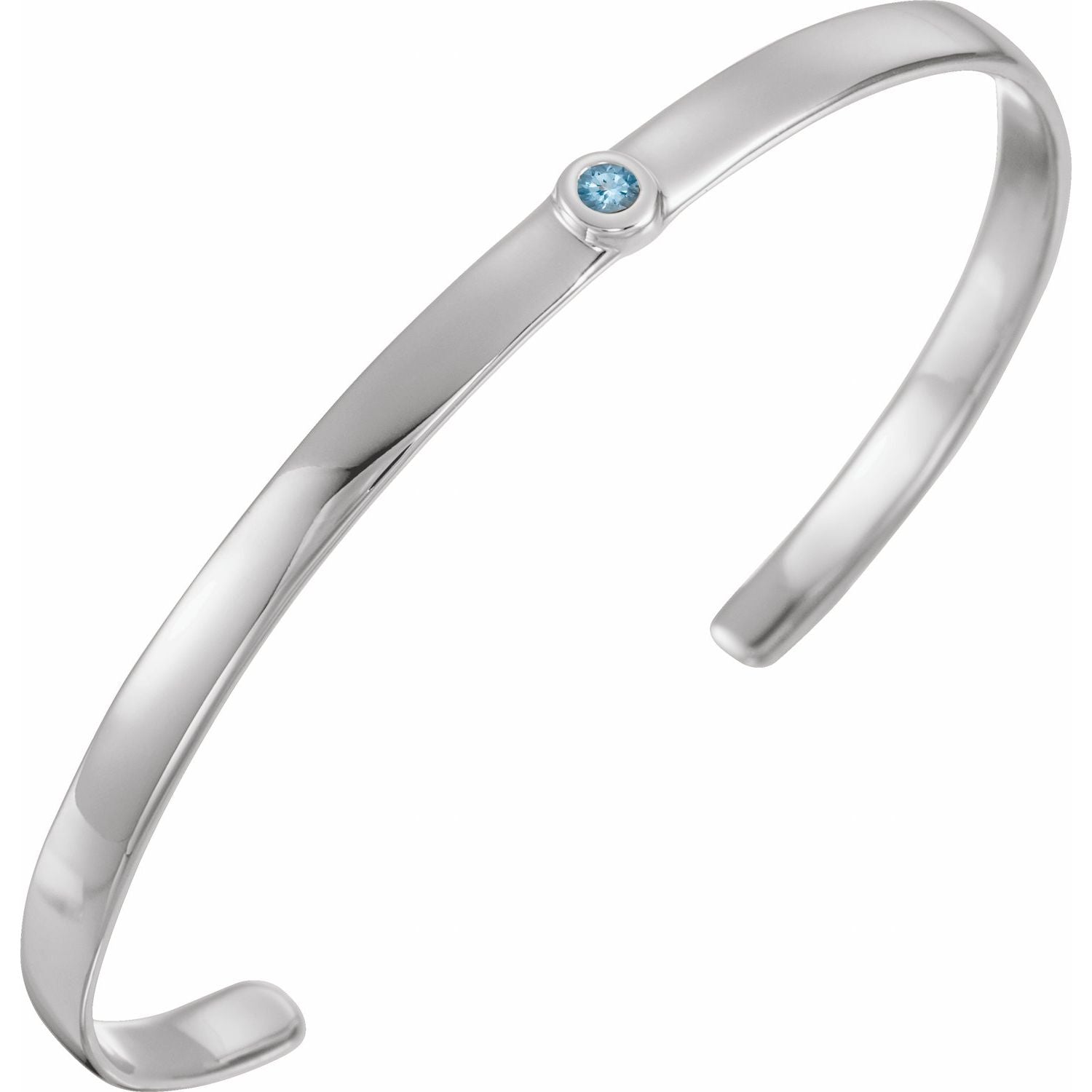 14K White Gold bezel-set aquamarine aquamarine cuff bracelet