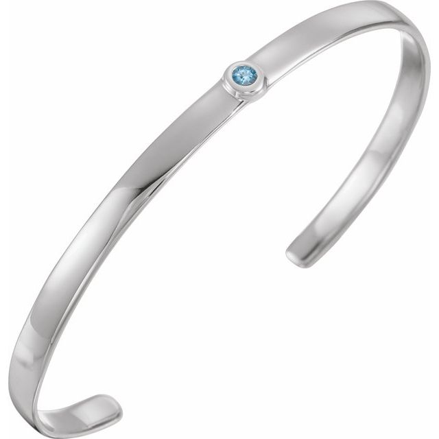 bezel-set aquamarine cuff bracelet in 14k white gold