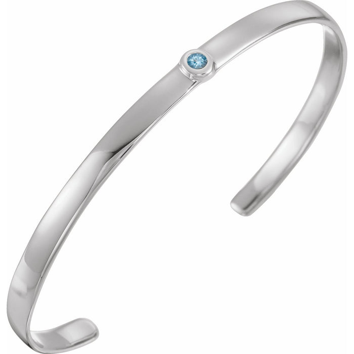 14K White Gold bezel-set aquamarine aquamarine cuff bracelet