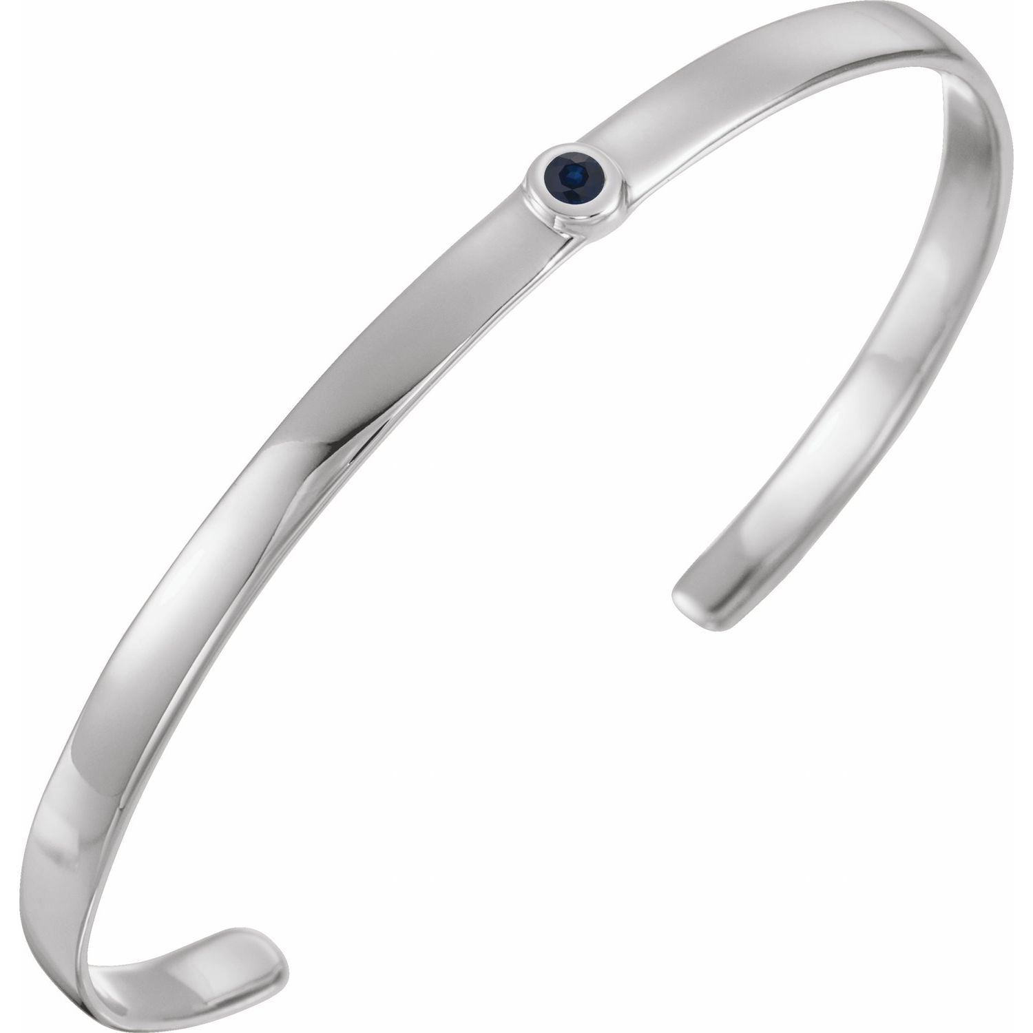 14K White Gold bezel-set blue sapphire blue sapphire cuff bracelet