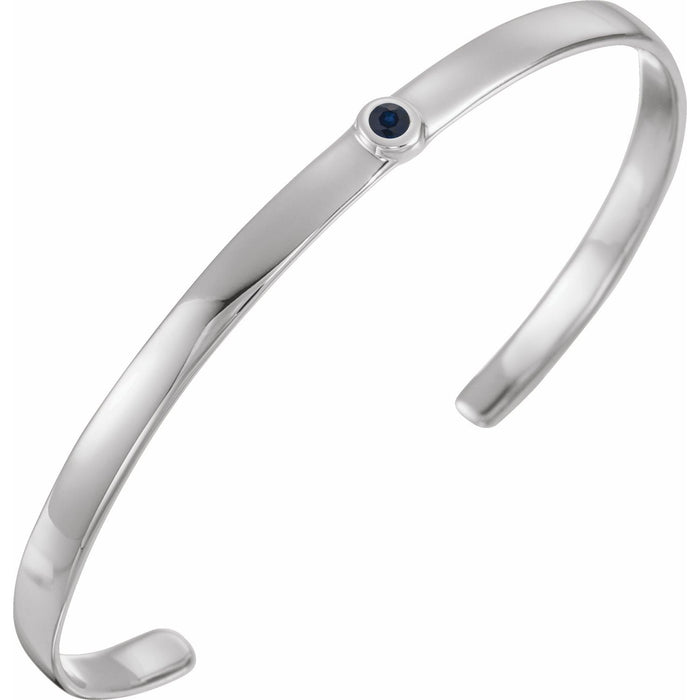 14K White Gold bezel-set blue sapphire blue sapphire cuff bracelet