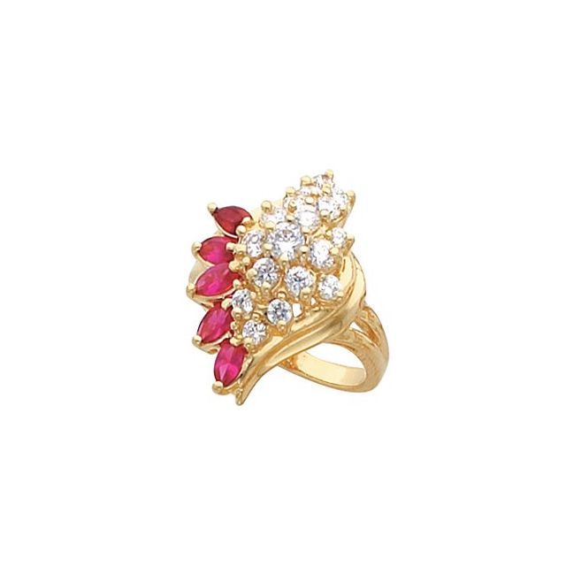 Marquise Emerald Waterfall Cluster Ring