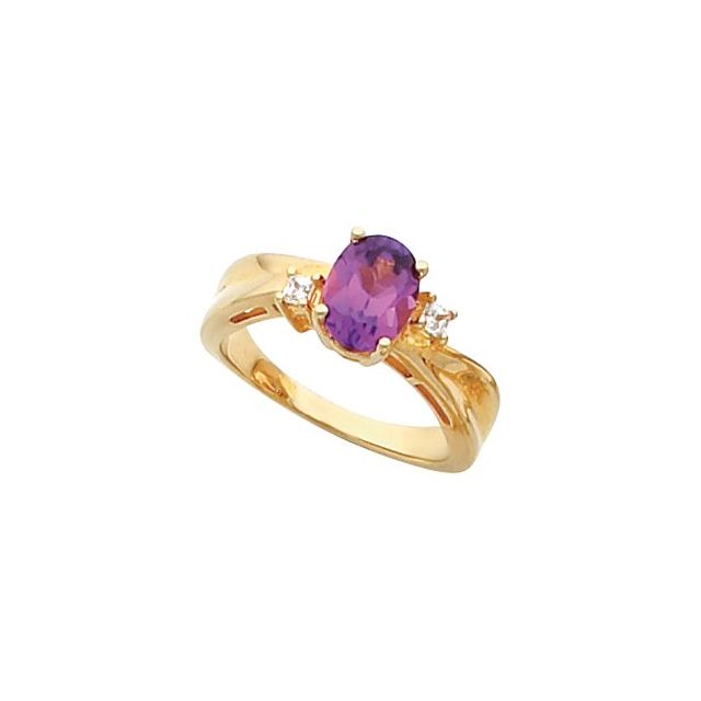 Oval Amethyst Tapered Accent Ring