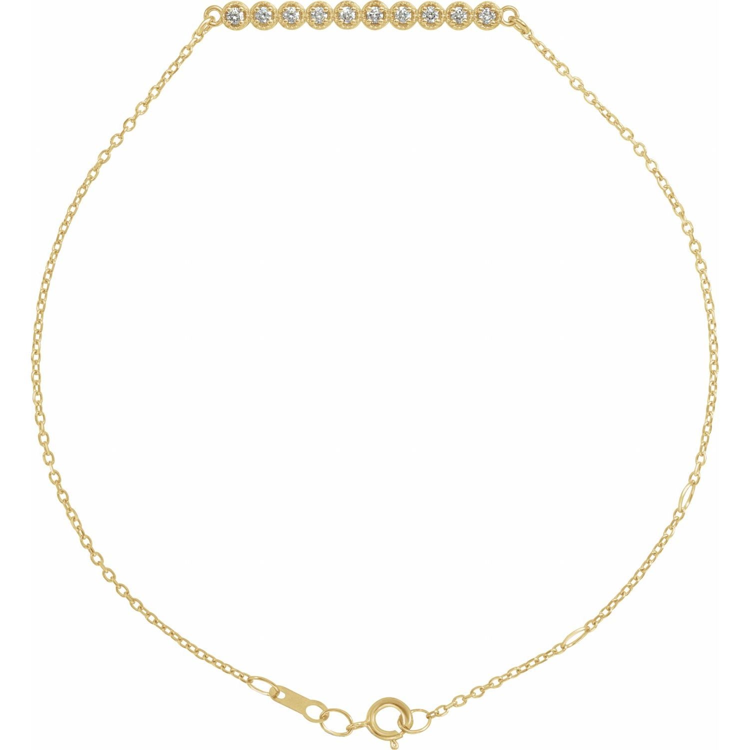 14K Yellow Gold round natural diamond diamond bar bracelet, G-H SI-I1