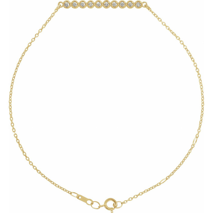 14K Yellow Gold round natural diamond diamond bar bracelet, G-H SI-I1