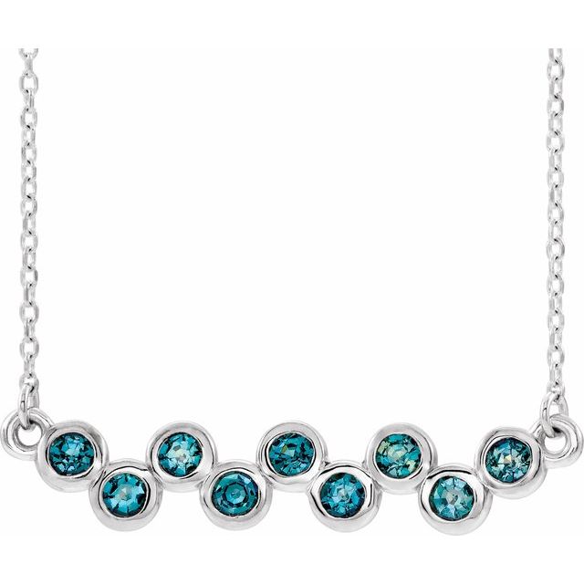march aquamarine bezel bar necklace in 14k white gold