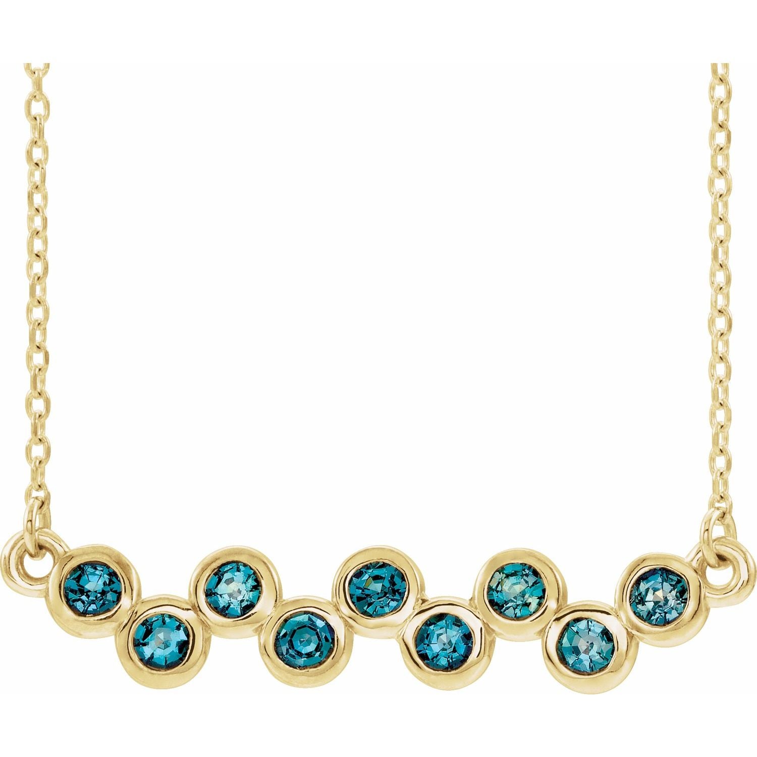 Aquamarine Round birthstone necklace in 14K Yellow Gold