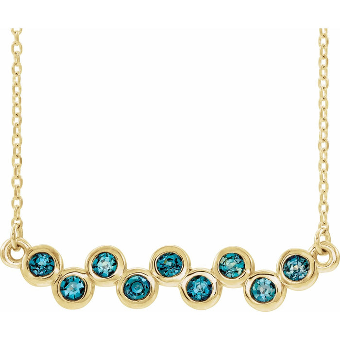 Aquamarine Round birthstone necklace in 14K Yellow Gold