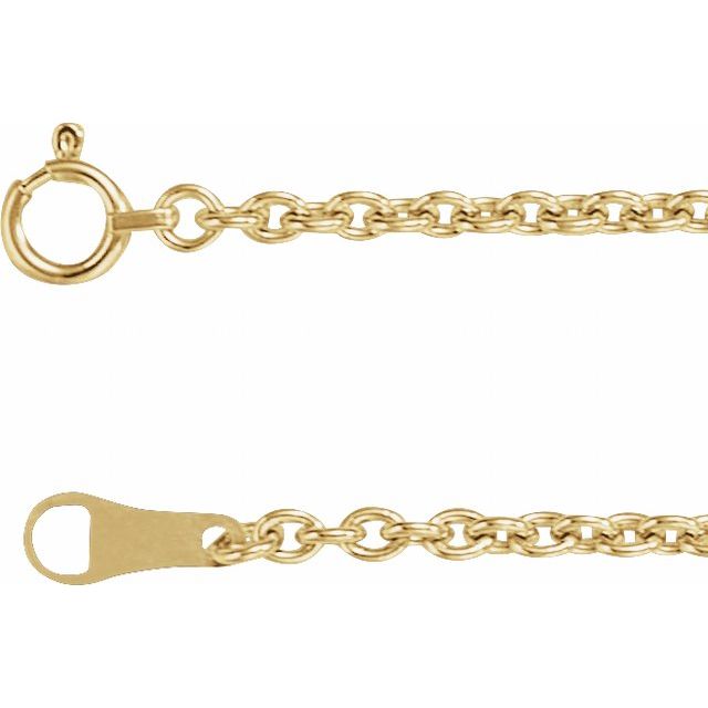 2.2mm cable gold chain necklace in 18k yellow gold, 16 inch