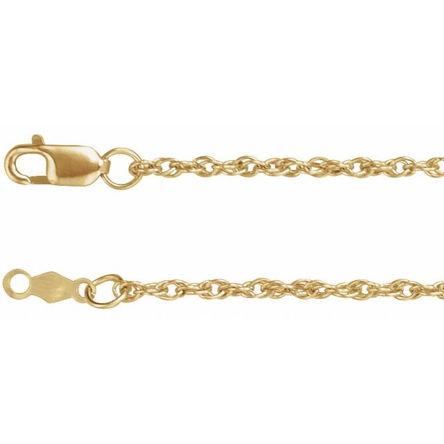 1.75mm rope chain necklace in 10k yellow gold, 16 inch