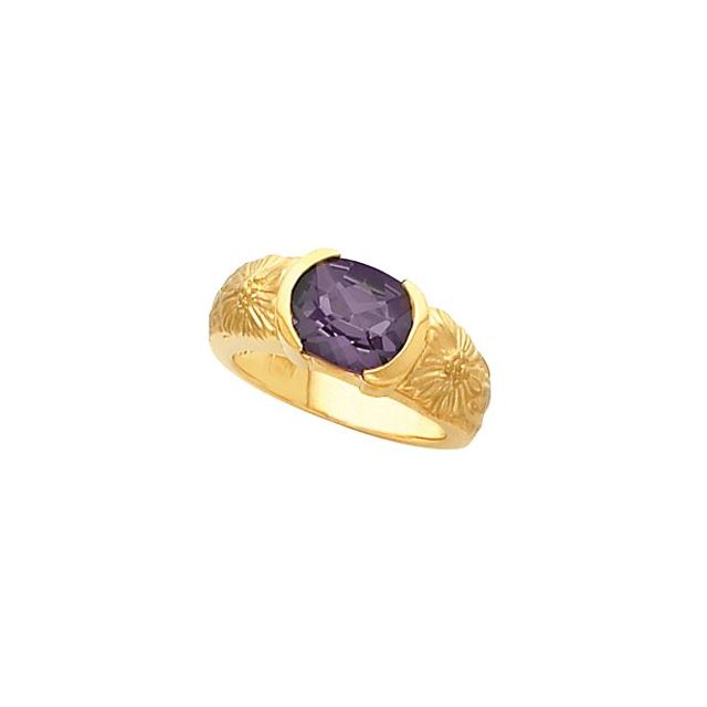 Sunflower Floral Cushion Citrine Ring