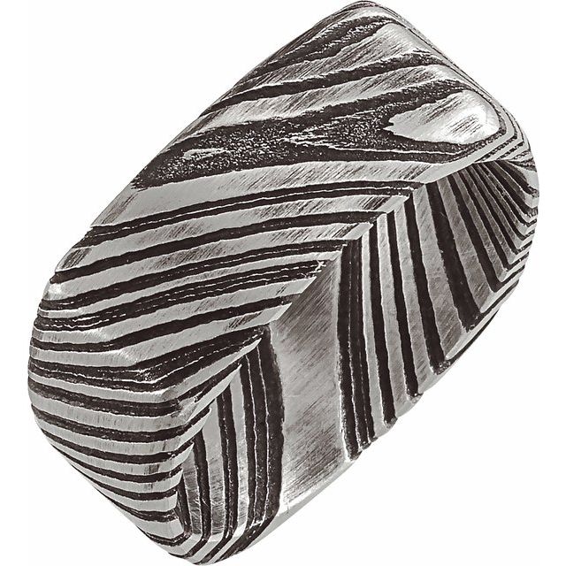 damascus steel 8mm square-profile men's wedding band