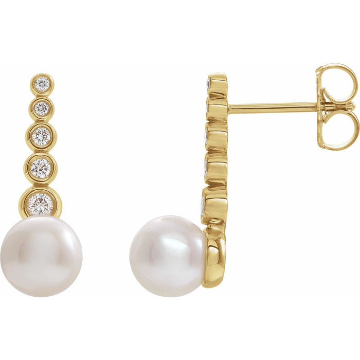 Cultured Freshwater Pearl drop earrings in 14K Yellow Gold