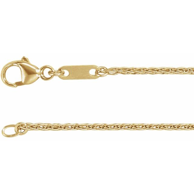 1.2mm wheat gold chain necklace in 18k yellow gold, 16 inch