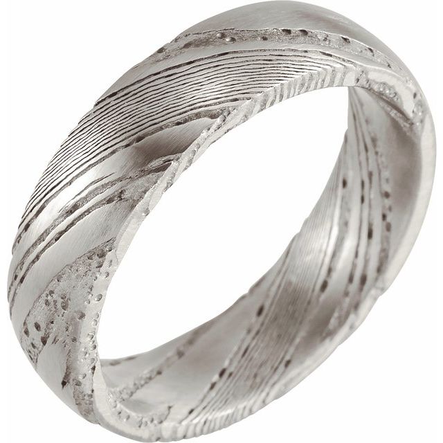 damascus steel 6mm comfort-fit men's wedding band