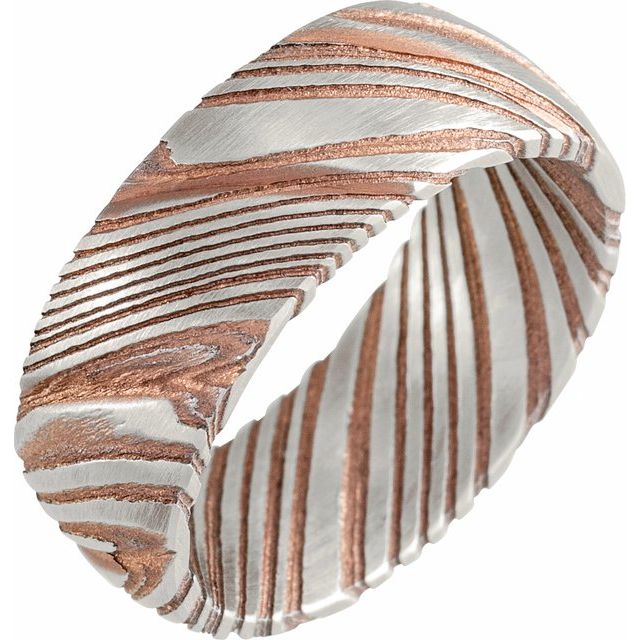 damascus steel 8mm classic flat men's wedding band