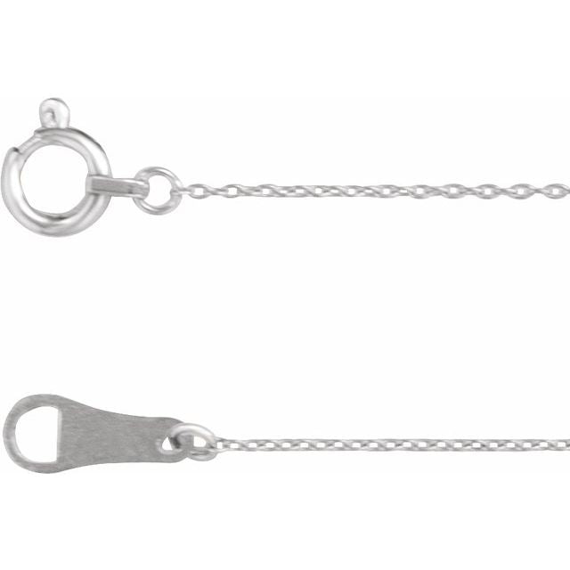 0.8mm cable gold chain necklace in 10k white gold, 16 inch