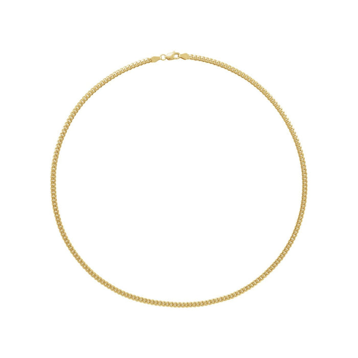 14K Yellow Gold 3.3 mm Miami Cuban curb chain necklace, full length shown