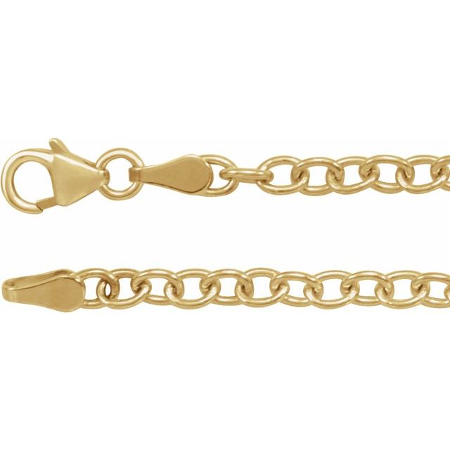 3.25mm oval cable chain necklace in 14k yellow gold, 16"