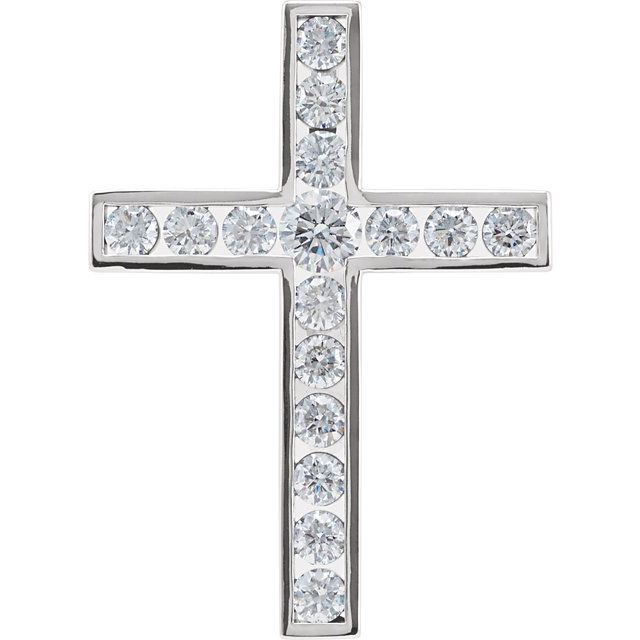 one-carat pave diamond cross pendant in 14k rose gold