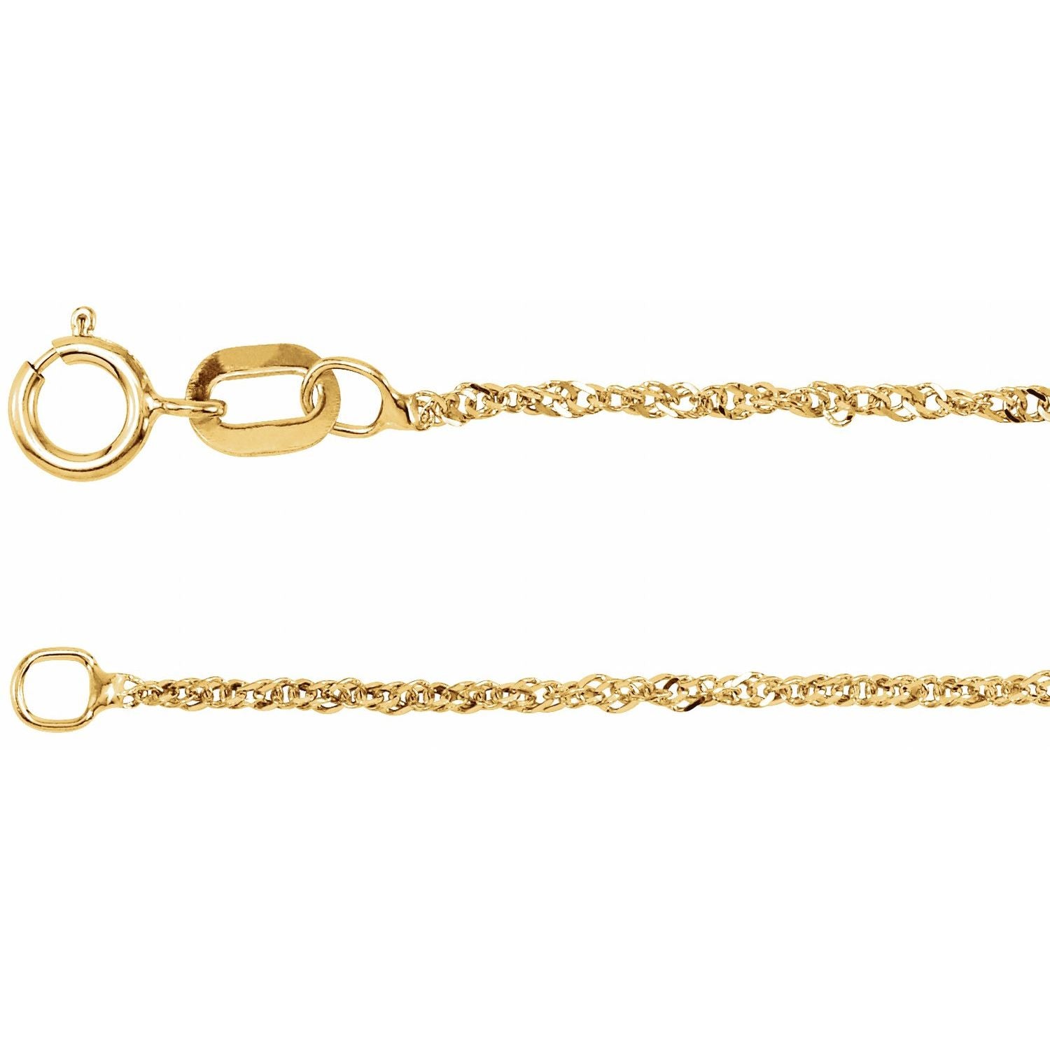 14K Yellow Gold 1 mm singapore chain necklace
