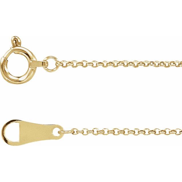 1mm rolo gold chain necklace in 18k yellow gold, 16 inch
