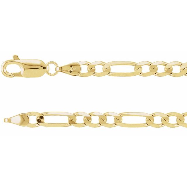4mm figaro chain necklace in 14k yellow gold, 16 inch