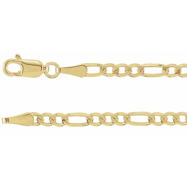 3mm figaro chain necklace in 14k yellow gold, 16 inch