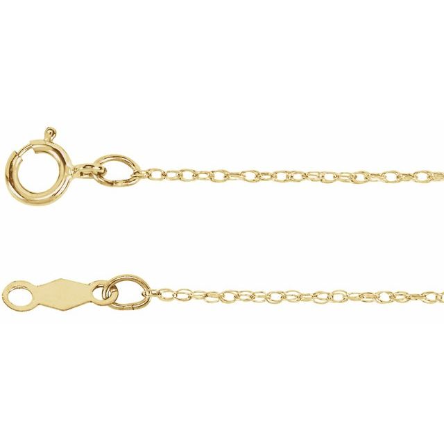 0.75mm rope chain necklace in 14k yellow gold, 16 inch